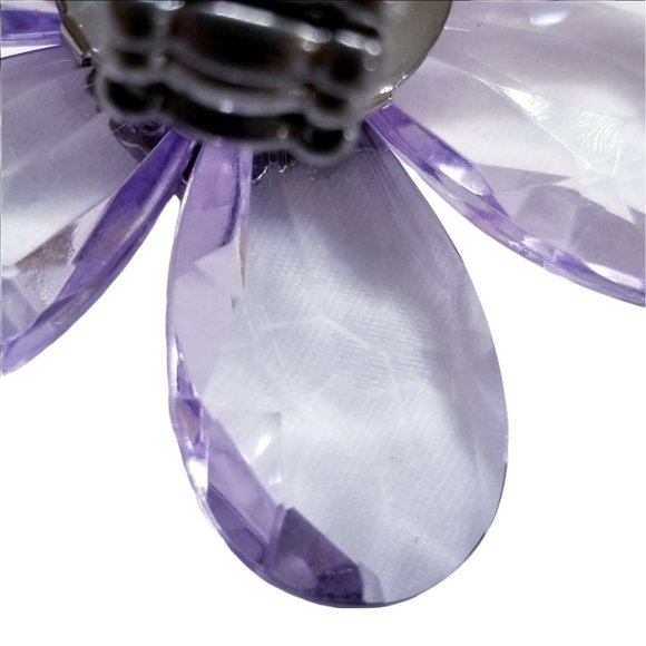 Extra Large Womens Purple Teardrop Crystal Flower Stretch Fashion Cocktail Ring - Picture 5 of 12